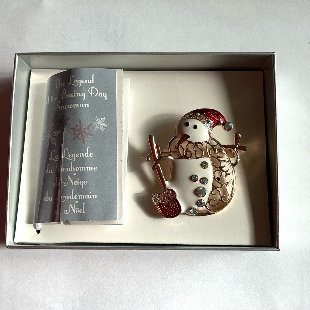 New Old Stock Festive Snowman Holiday Brooch